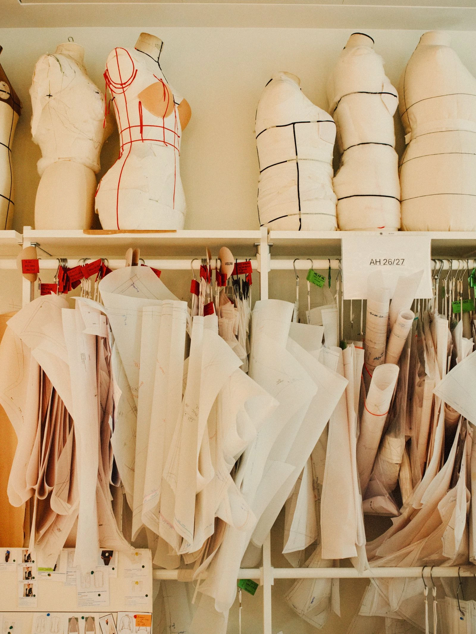 Mannequins and patterns for the autumn-winter 2026/2027 collection. Photo: Lee Whittaker1