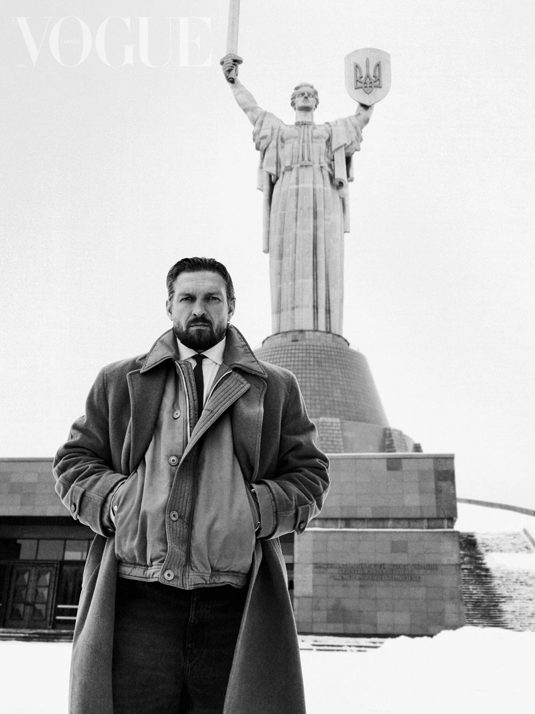 Leather jacket, wool trousers, all by Our Legacy, cotton shirt, Gieves & Hawkes, wool coat, silk tie, all by the stylist3