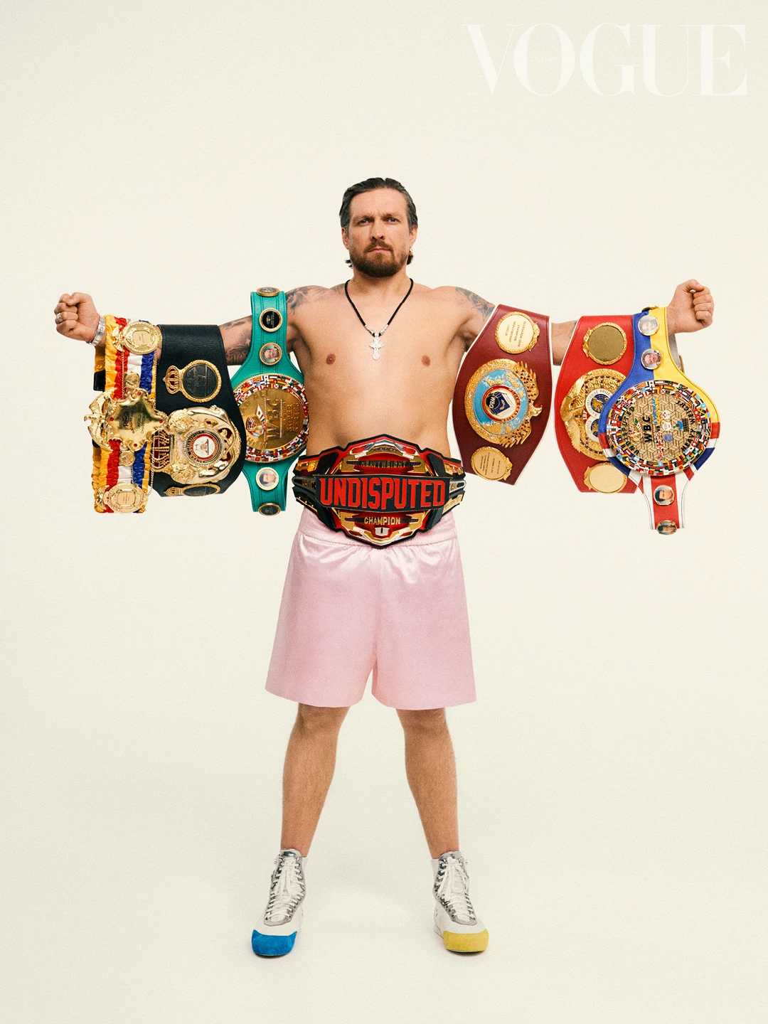 Boxer shorts and sneakers, everything is the property of the hero12