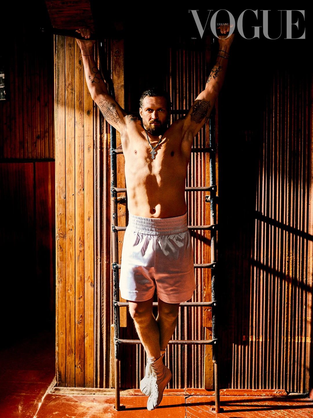 Boxer shorts and sneakers, everything is the property of the hero1