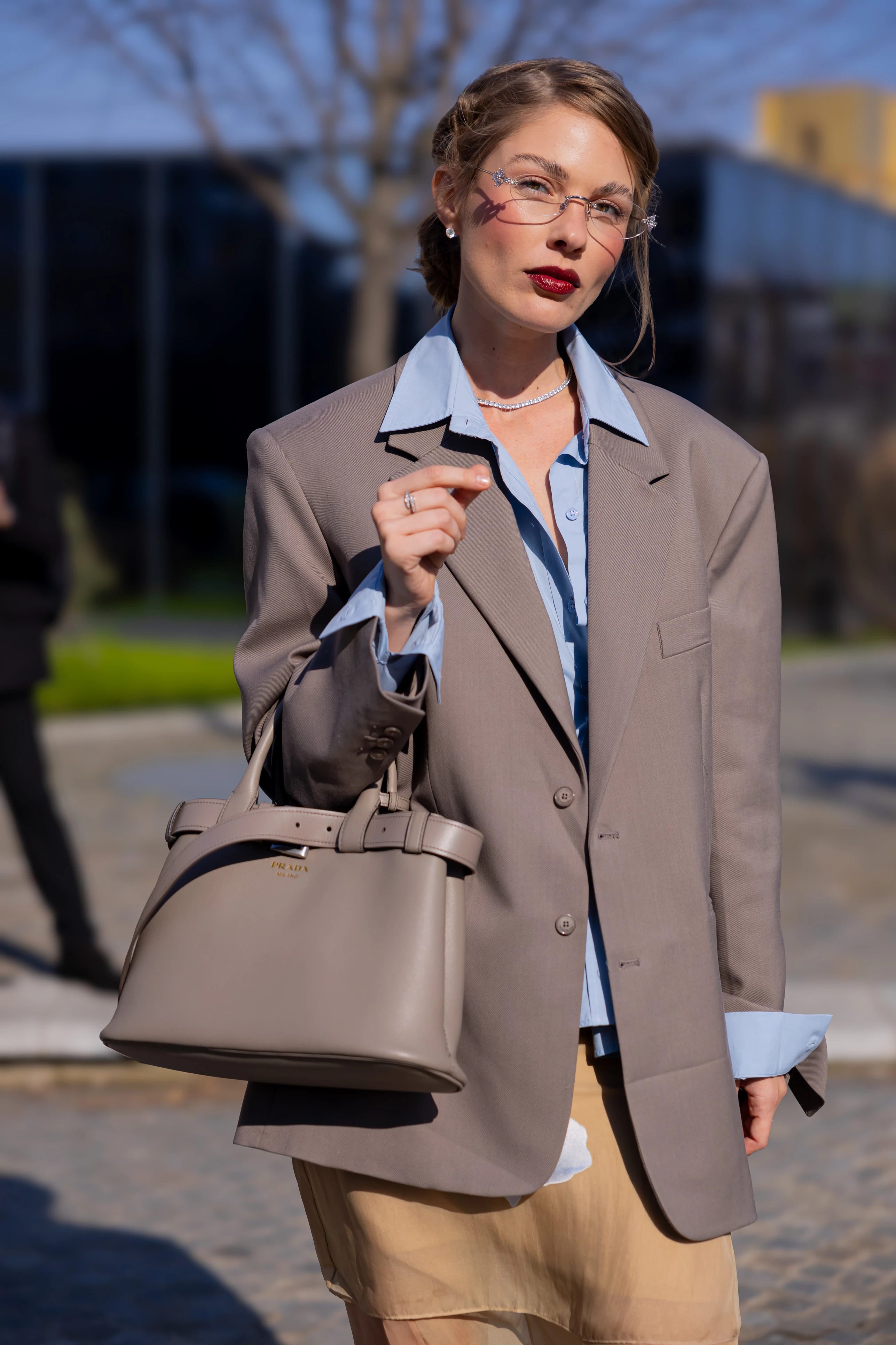 A gray jacket is the perfect alternative to a classic black blazer.5