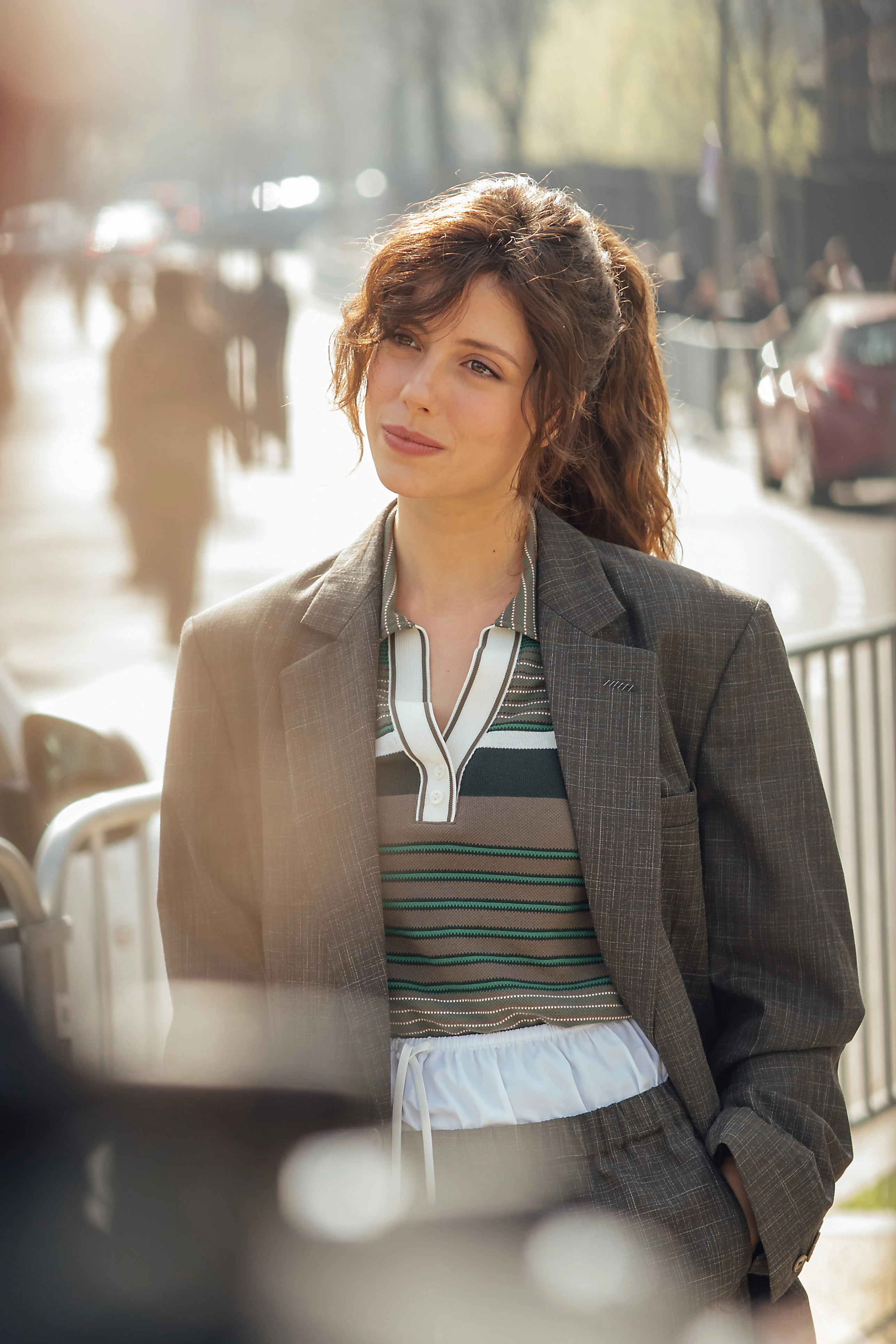 A gray jacket is the perfect alternative to a classic black blazer.0