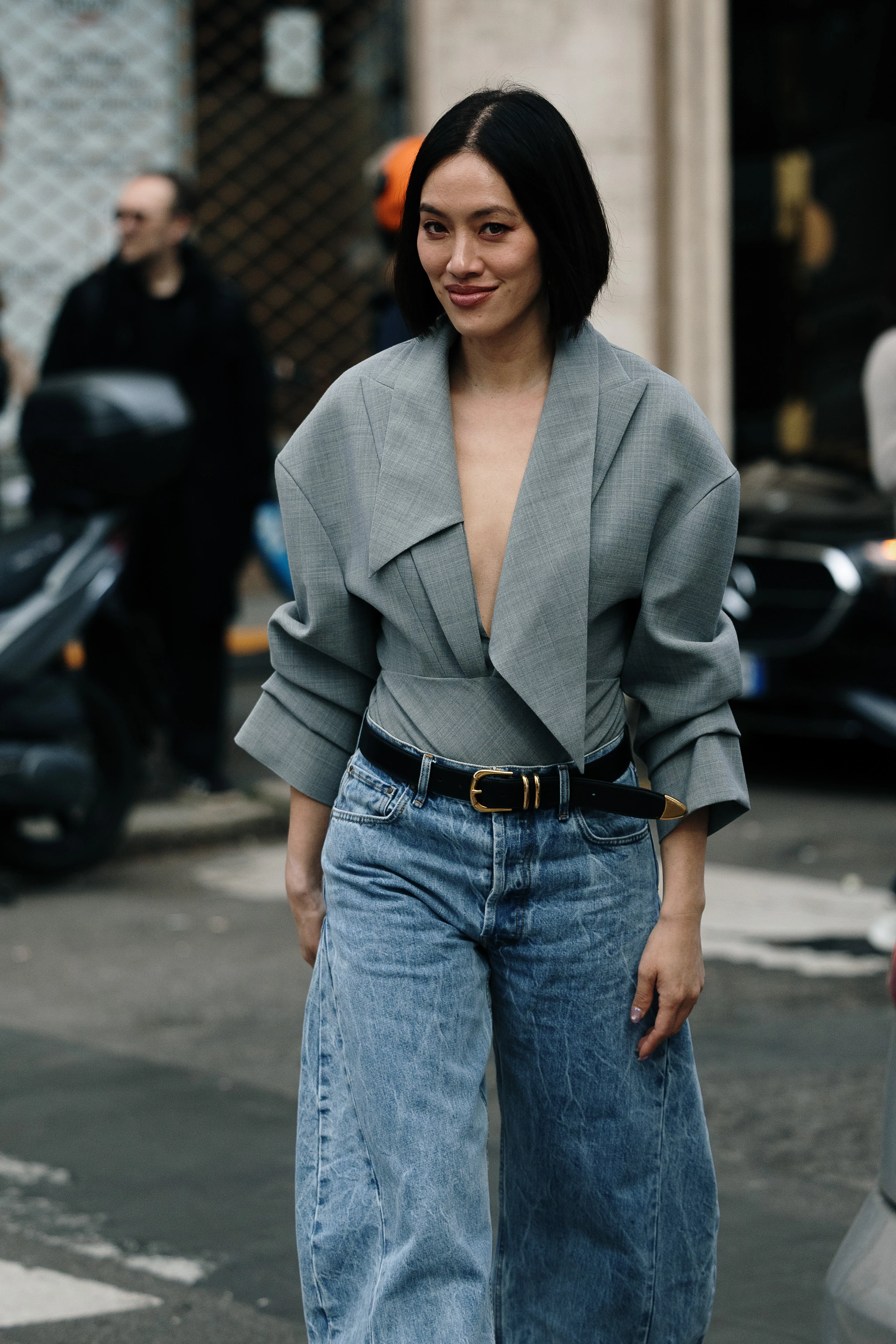 A gray jacket is the perfect alternative to a classic black blazer.1