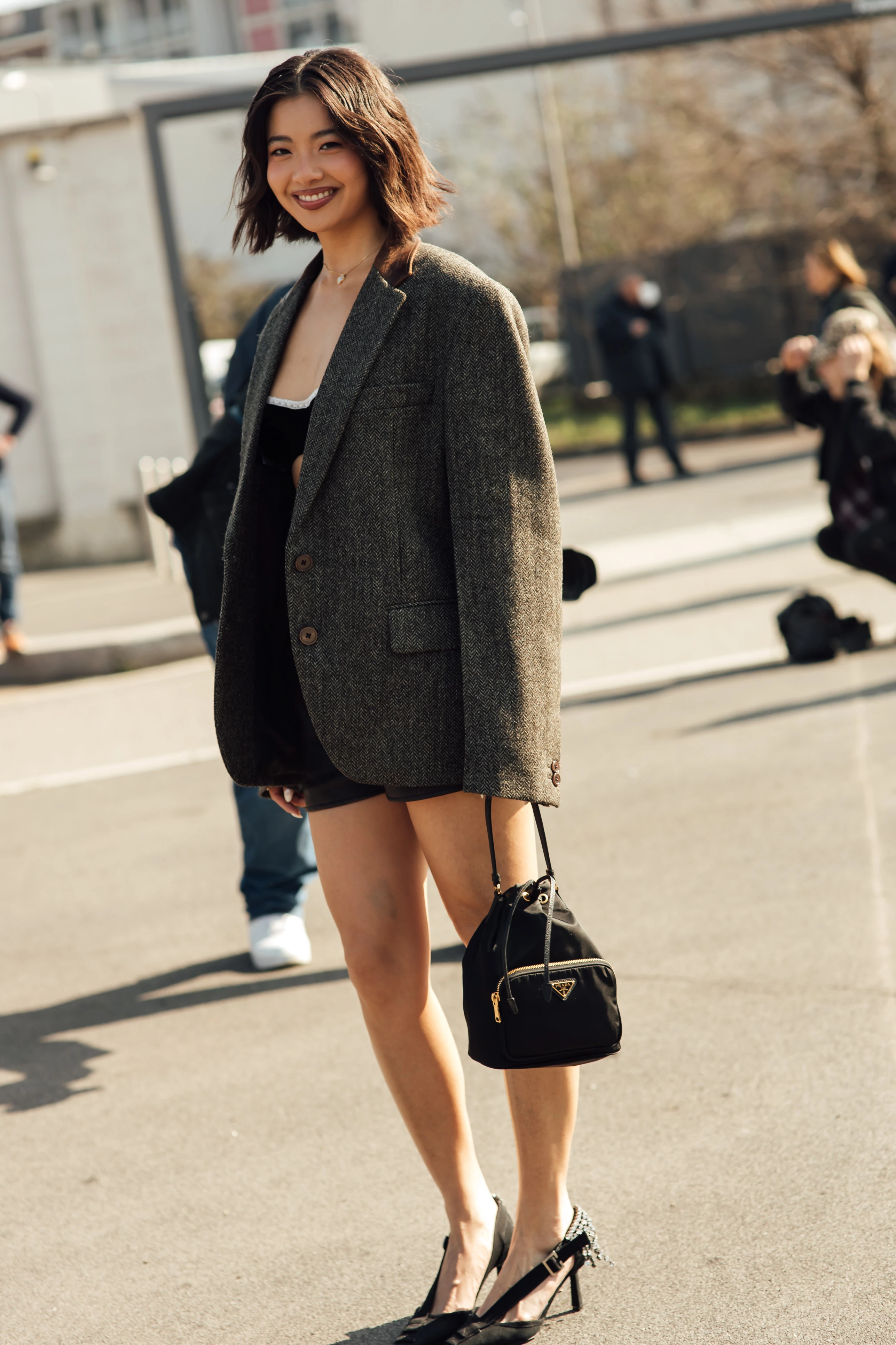 A gray jacket is the perfect alternative to a classic black blazer.4