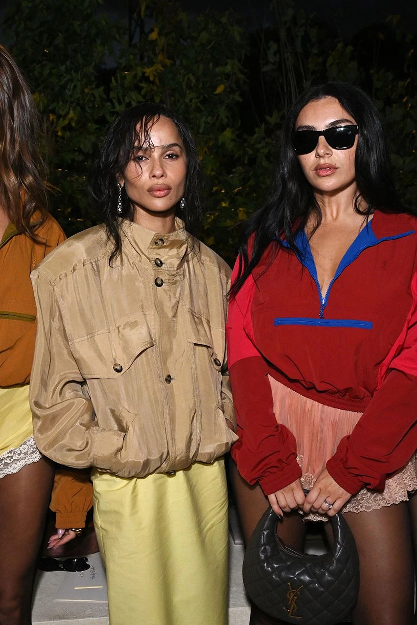 Zoe Kravitz and Charli XCX at the Saint Laurent Spring-Summer 2026 show0