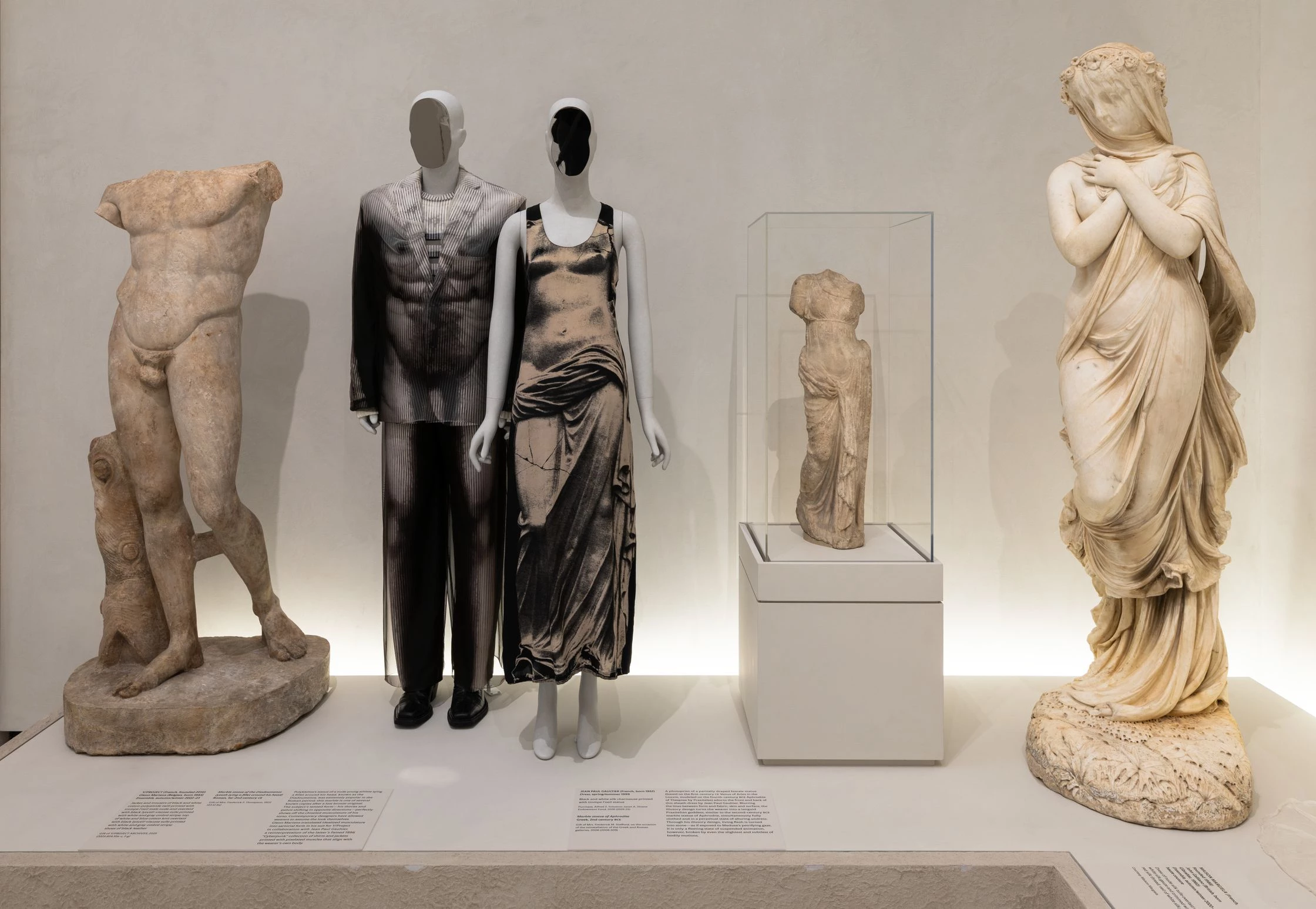 Glenn Martens's looks for Y/Project and Jean Paul Gaultier among classical sculpture in the Naked & section0